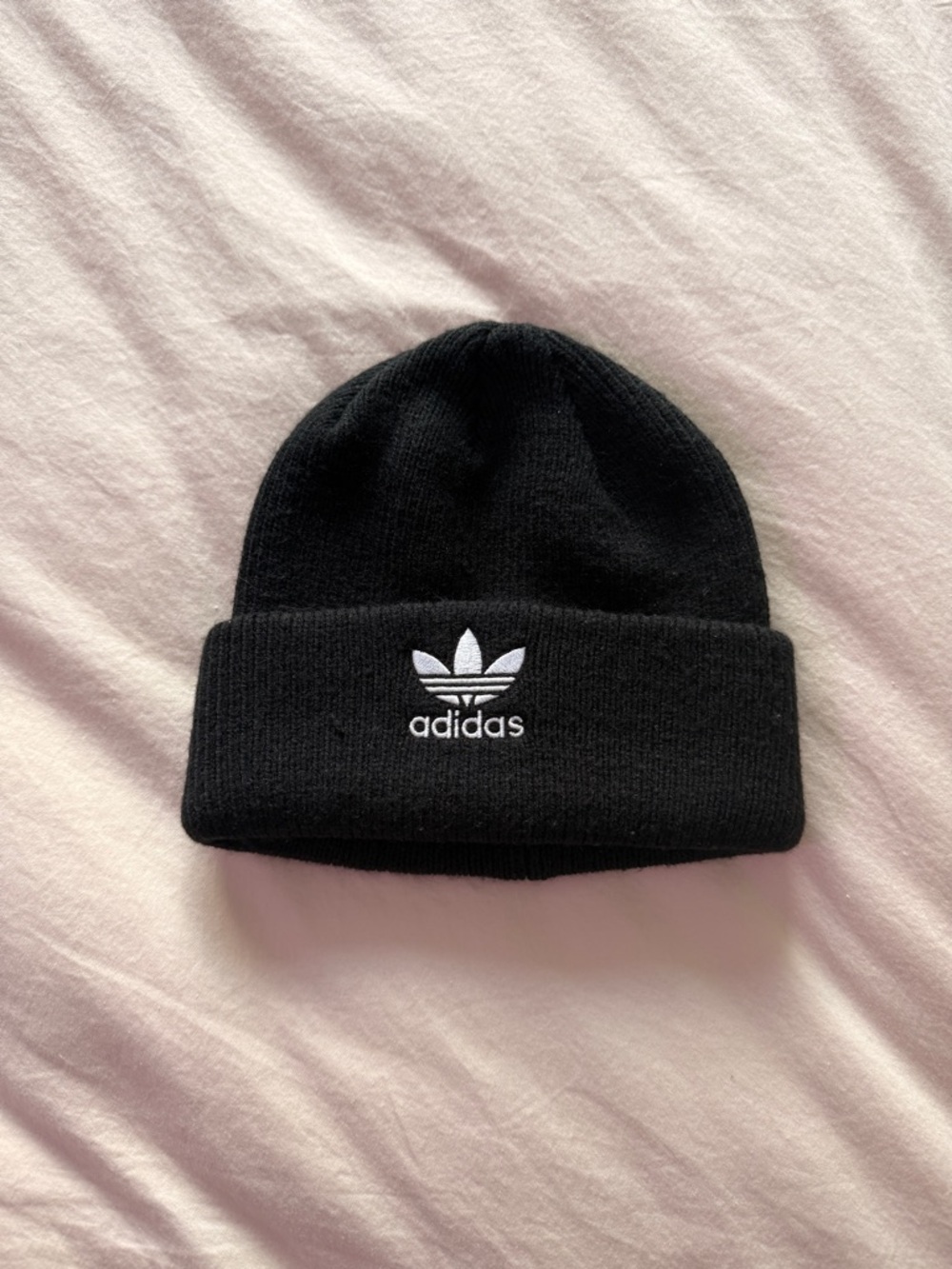 adidas Black Beanie with White Trefoil Logo